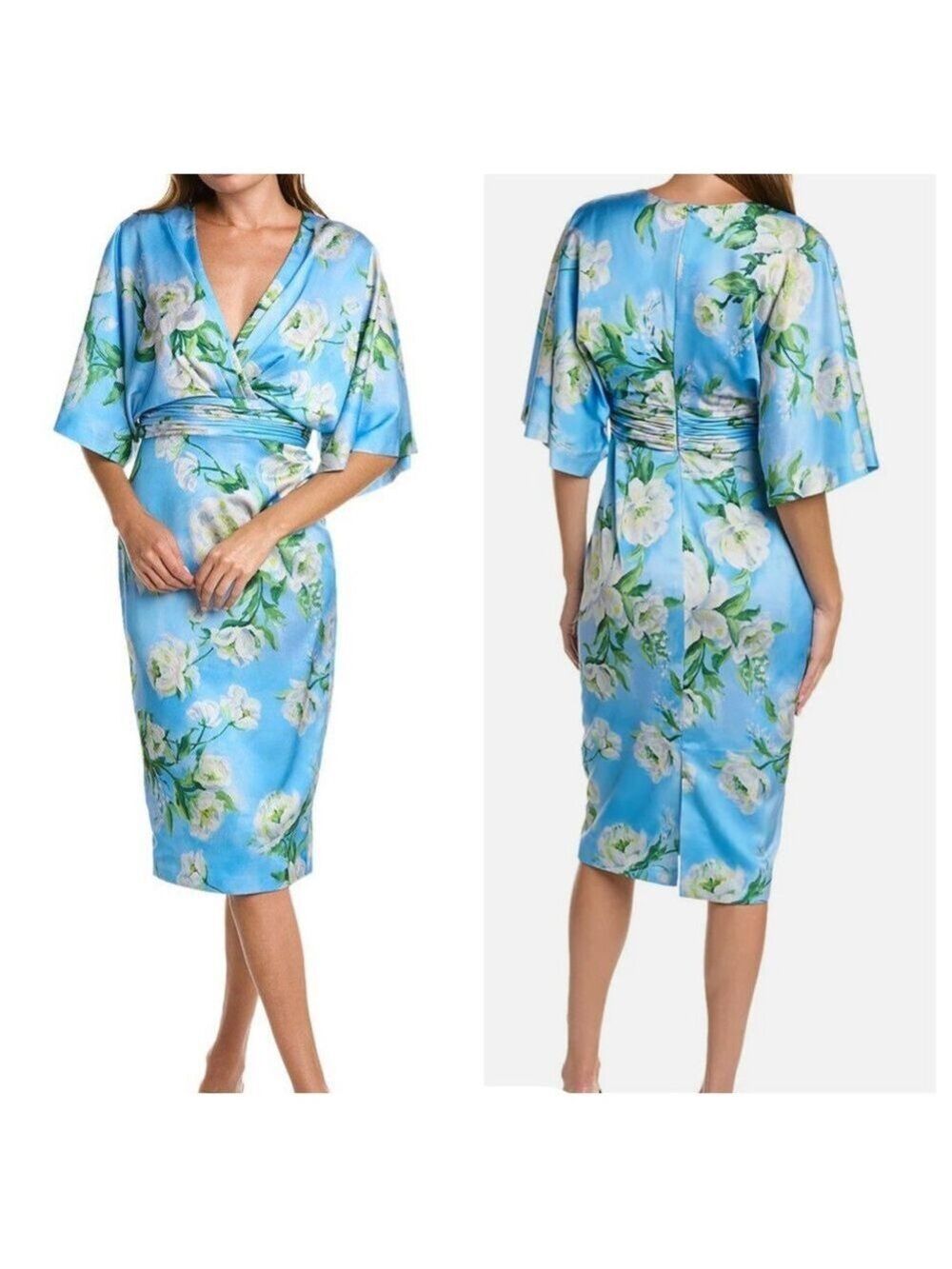 NWT Liana Printed Kimono Blue Floral Dress Size 4